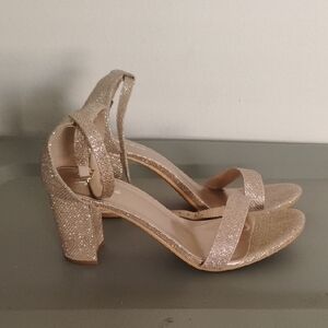 Ankia Shimmering Gold Block Heel Sandals Size 9